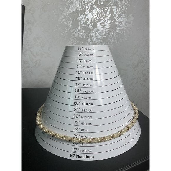 Vintage Faux Pearl Beaded Braided Necklace With Elegant Twist Design - Picture 4 of 4